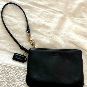 Coach black leather wristlet